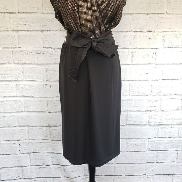 Narcisco rodriguez sequin black dress size Large elegant midi - Picture 2 of 8